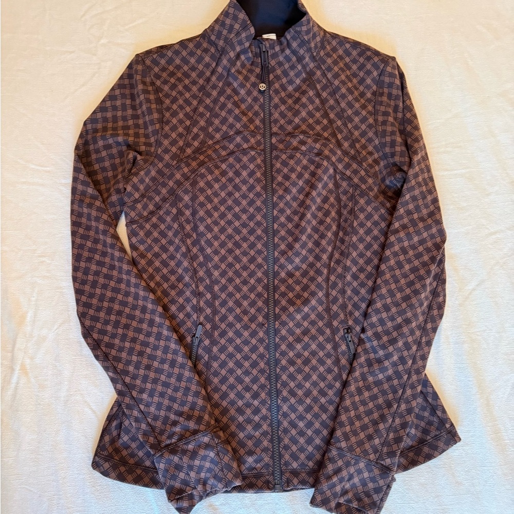 Lululemon Women's Define Jacket, Size 12, Square Heart Jacquard Java Sequoia